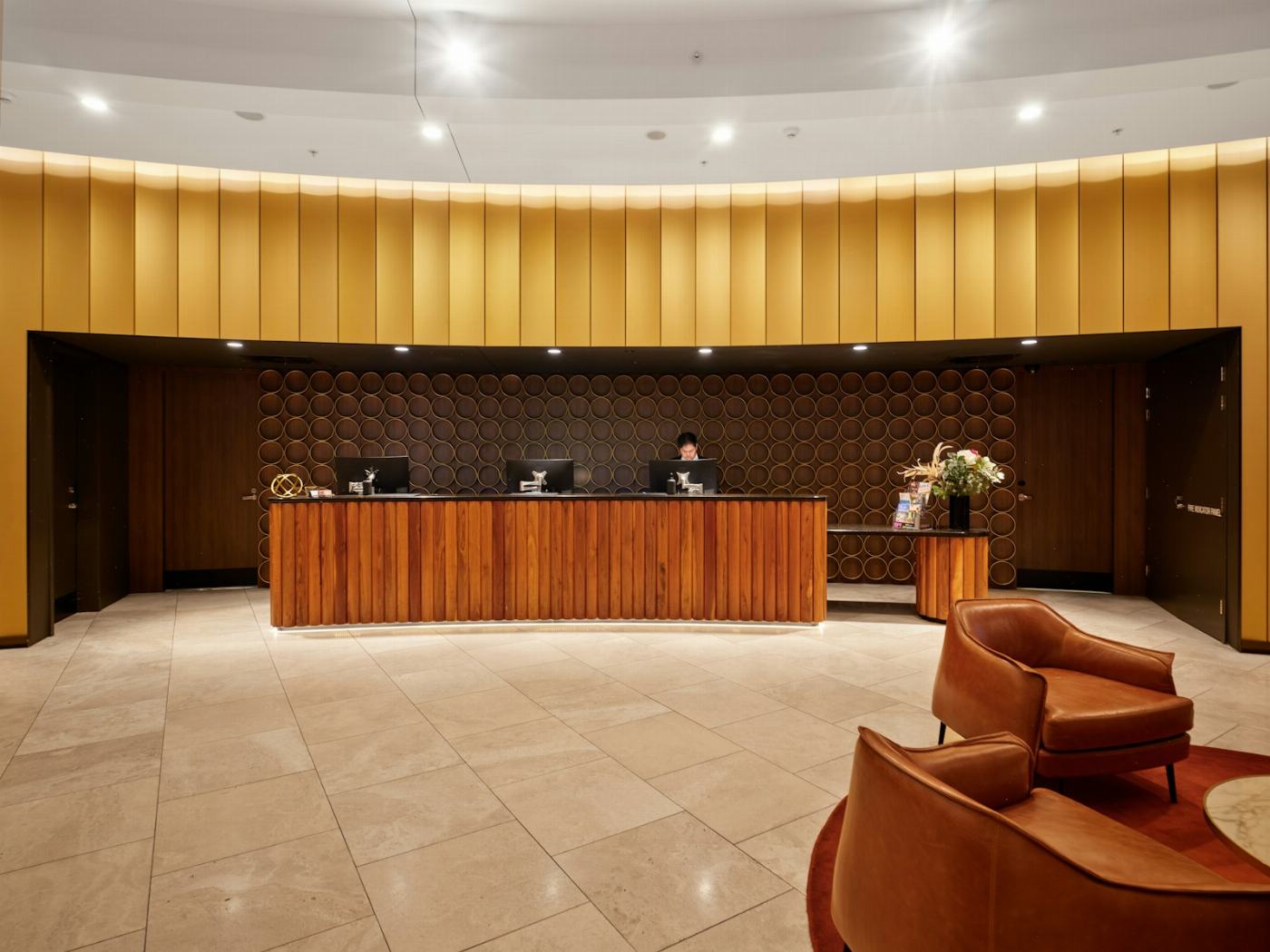 A hotel reception desk ready for arrivals